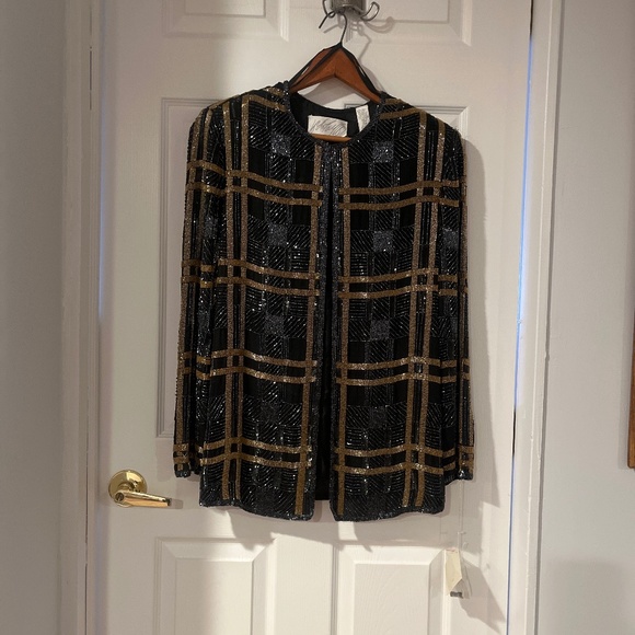 Lord and Taylor, size 14 W, silk blazer with sequins. Vintage sequins blazer NWT - Picture 1 of 13
